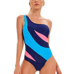 Sexy One Shoulder Bikini Color Matching One Piece Swimsuit Slim Wholesale Swimwear
