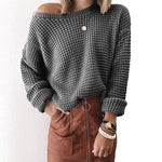 Diagonal Collar Casual Solid Tops Sweaters Wholesale