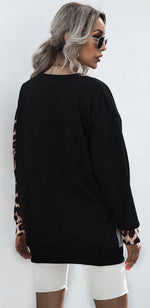 Splicing Leopard Print Sweatshirt Wholesale Women Clothing
