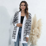 Women's Clothing Christmas Leopard All Over Print Knitted Jersey Overcoat Cardigan Coat