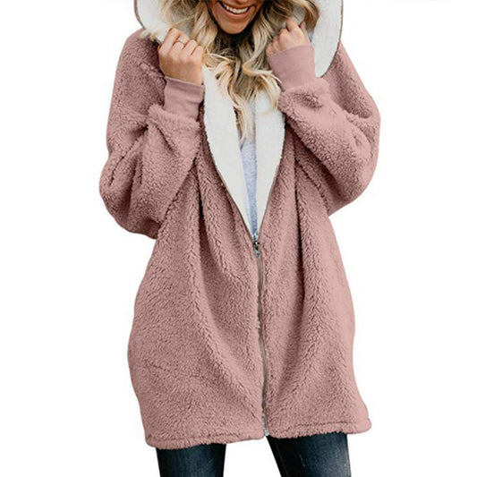 Women Solid Color Cardigan With Plush Coat Wholesale