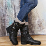 Flat Wool Stitching Zipper Strap Calf Martin Boots Wholesale Women Shoes