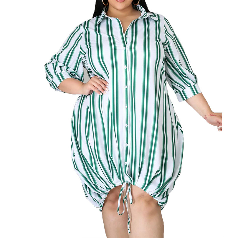 Striped Print Plus Size Dress Women Wholesale