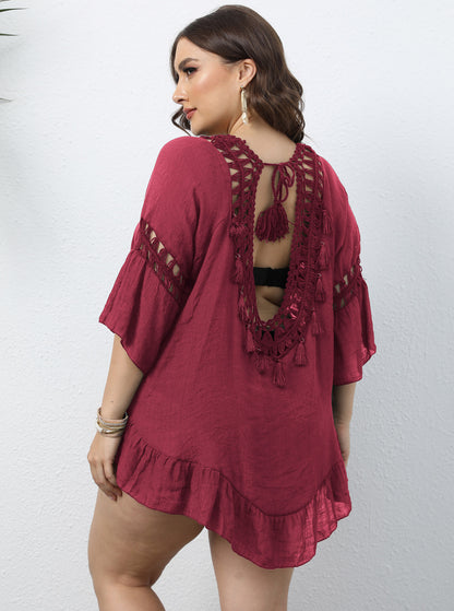 Crochet Tassel Hollow Out Wholesale Plus Size Bikini Cover Up