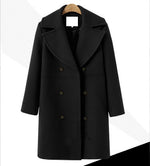 Elegant Lapel Thicken Coats Solid Color Long Sleeve Loose Double-Breasted Women Wholesale Coats