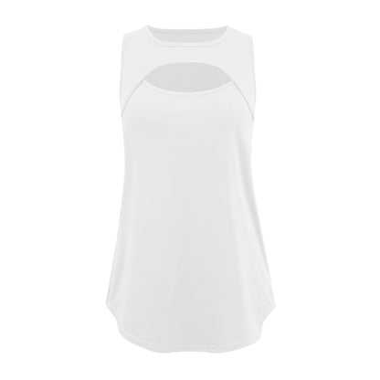 Solid Color Sleeveless Hollow Out Casual Loose Wholesale Tank Tops Summer