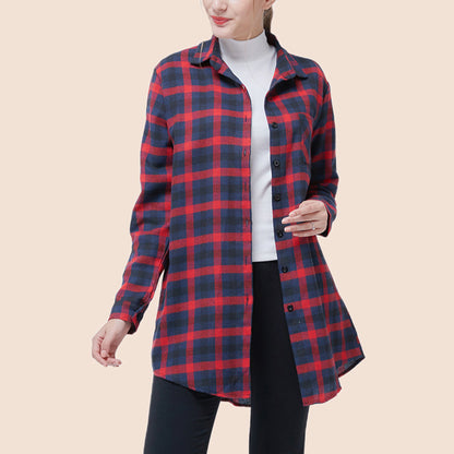 Casual Plaid Single Breasted T-Shirt Long Sleeve Wholesale Women Clothing