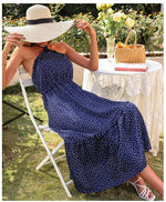 Off Shoulder Polka Dot Print Halterneck Wholesale Swing Dresses Summer