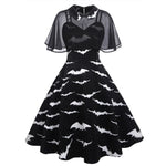 Halloween Print Chiffon Shawl & Sling A-Line Dress Gothic Wholesale Womens 2 Piece Sets