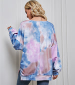 Long-Sleeve Round Neck Tie-Dye Print Casual Sweatshirt Wholesale Womens Tops