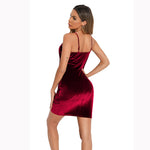 Solid Color Spaghetti Strap Sleeveless Velvet V Neck Wholesale Prom Dresses