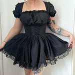 Puff Sleeve Dress Lace Princess Dark Design Wholesale Womens Dresses Cheap