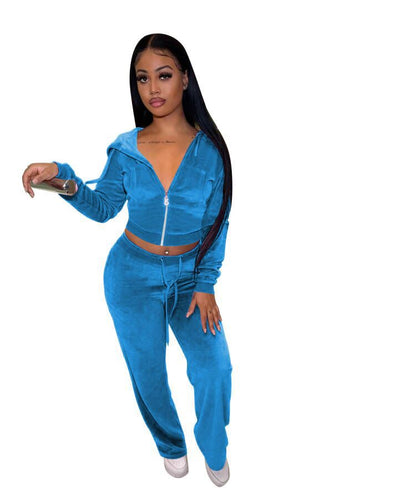 Women Wholesale Sweatsuit Sets Hoodies + Wide Leg Pants-07