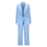 New Autumn Two-piece Solid Color Suit Coat & Trousers Suit