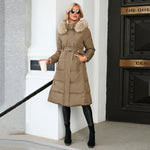 Fashion Furry Collar Slim Fit Padded Thin Down Jacket Women Wholesale Coats