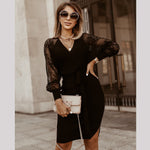 Long-Sleeved Lace Knitted Slim Fit Wholesale Dresses
