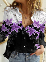 Floral Print Turn Down Collar Long Sleeve Wholesale Shirts