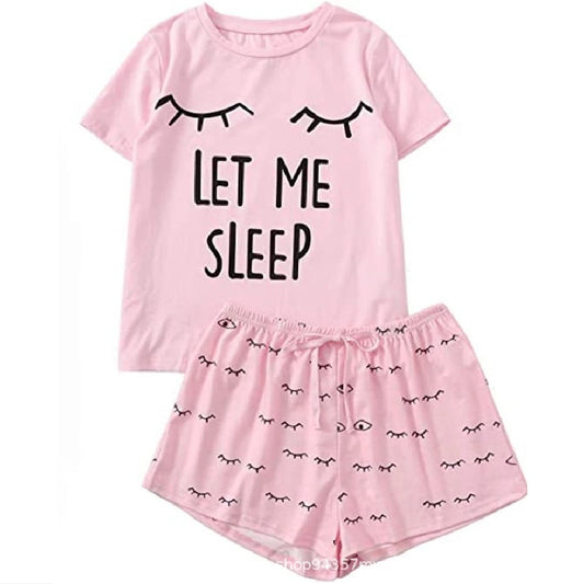 Cat Print Casual Short Sleeve Shorts Pajamas Homewear Set Wholesale Women'S Clothing