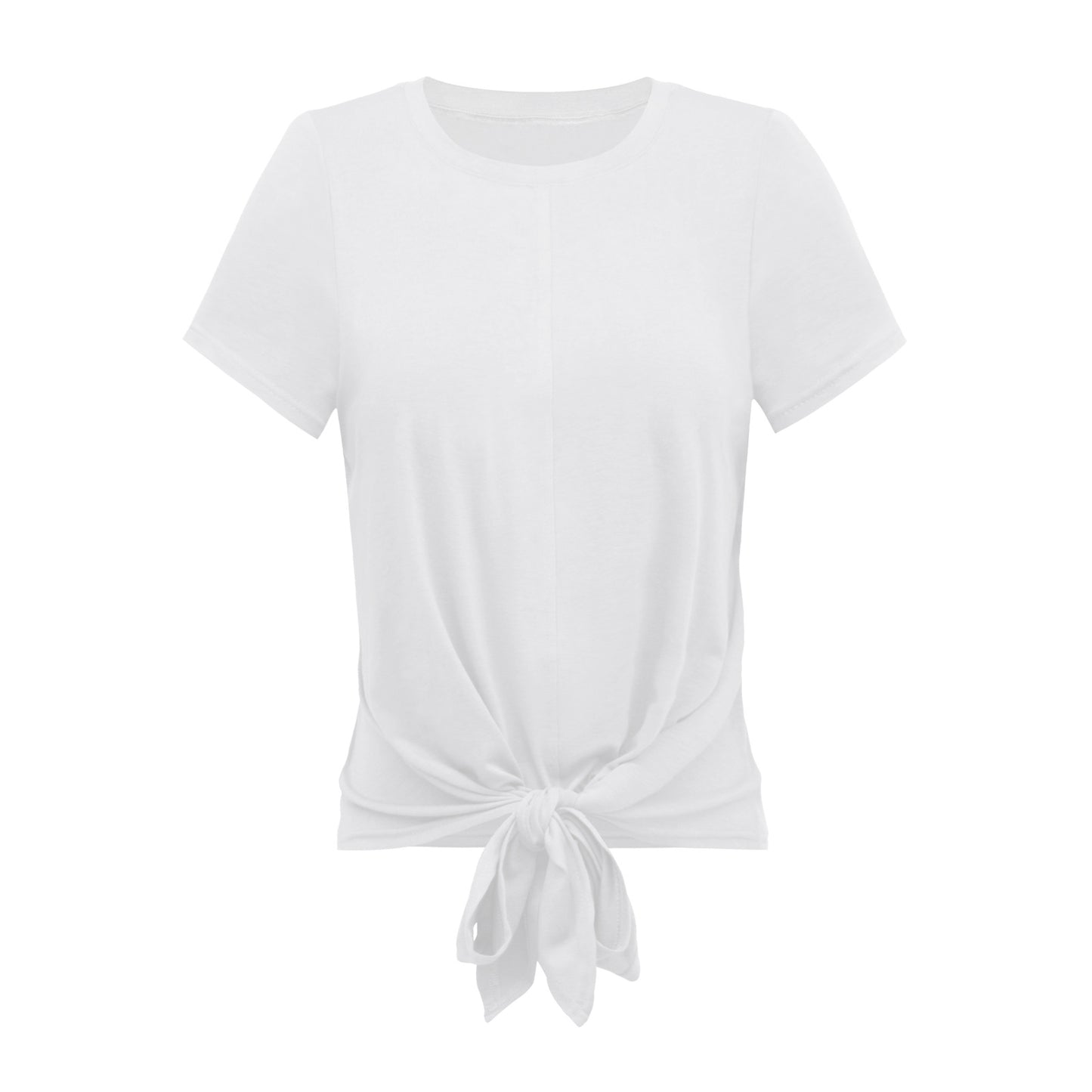 Women Fashion Short Sleeve Plain Knotted Wholesale T-shirts Summer