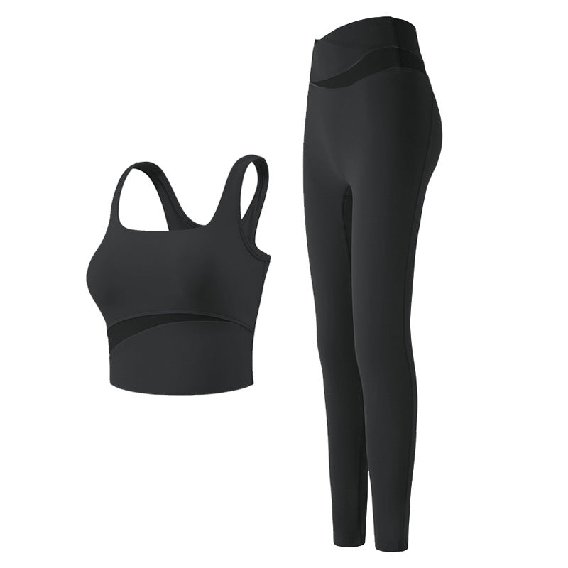 Colorblock Sport Tops & High Waist Hip Lifting Leggings Yoga Suits Wholesale Activewear Sets SON562748