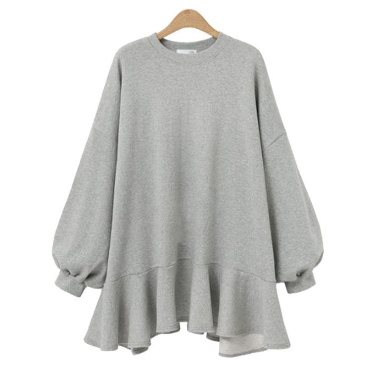 Round Neck Lantern Sleeve Sweatshirt Dress Wholesale Clothing