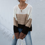 Casual Loose Long Sleeve Colorblock Wholesale Sweaters