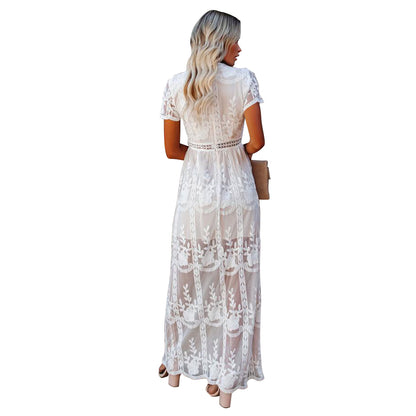 Low Cut Lace Solid Boho Dresses Wholesale For Valentine'S Day SD191398