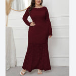 Elegant Women Curvy Fishtail Lace Maxi Dresses Wholesale Plus Size Clothing