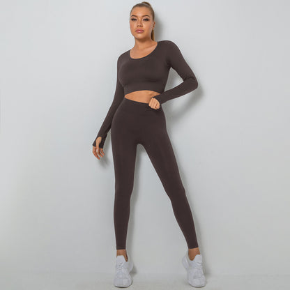 Long-Sleeve Sport T-Shirts & Leggings Seamless Yoga Suits Wholesale Activewear Sets