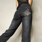 Butterfly Print Autumn Flared Trousers Denim Jeans Pant Judy Blue Wholesale Jeans