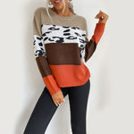 Casual Colorblock Loose Crew Neck Long Sleeve Wholesale Sweaters