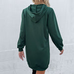 Casual Solid Color Midi Hooded Pullover Sweatshirt Dress Wholesale Dresses