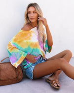 Tie Dye Print Pullover Round Neck Casual T-Shirt Wholesale Womens Tops