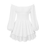 Pleated Collar Long Sleeve Ruffled Solid Color Irregular Playsuit Wholesale Women Clothing