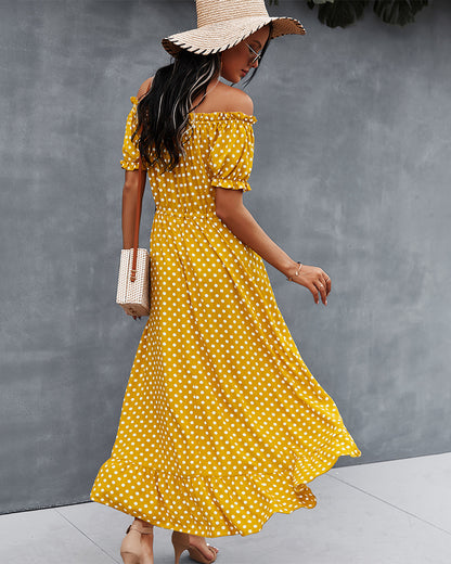 Off Shoulder Polka Dot Casual Wholesale Dresses Fashion Clothing