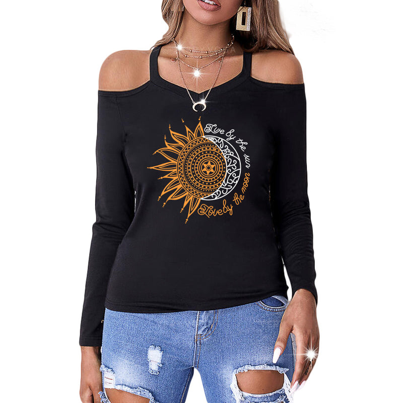 Sunflower Print Strapless T-Shirt Wholesale Women Clothing
