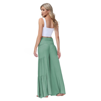 Solid Color Tie Waisted Wide Leg Palazzo Wholesale Pants