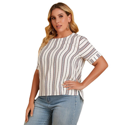 Plus Size Casual Striped Top Women Wholesale