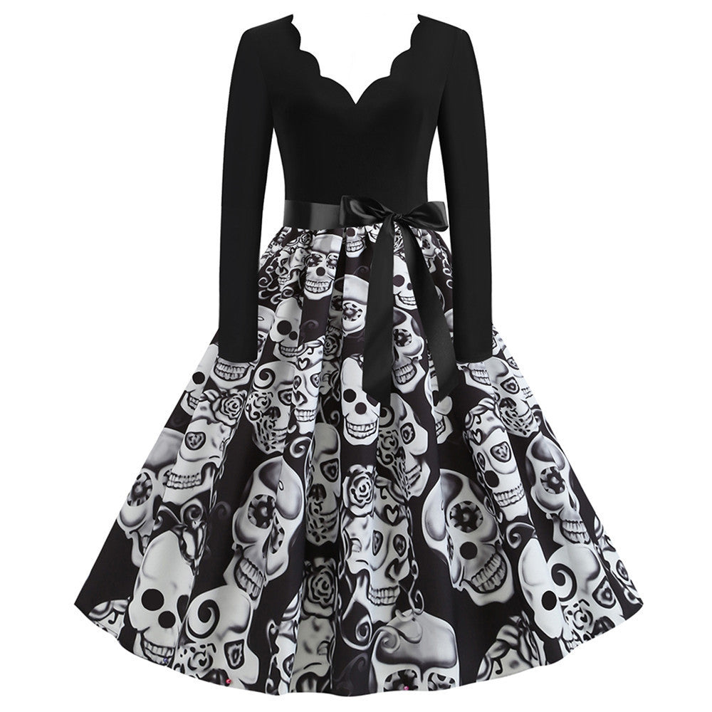 Halloween Print Sweet Big Swing Dress