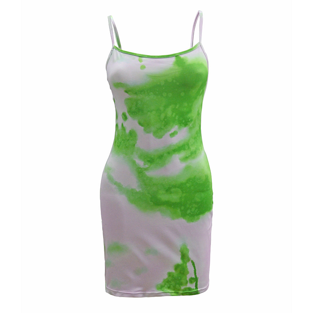 Sexy Tie-Dye Halter Dresses Wholesale Women Clothing