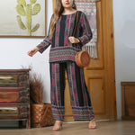 Curvy Pajamas 2pcs Sets Vintage Loungewear Wholesale Plus Size Clothing