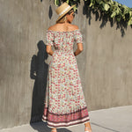 Off Shoulder Puff Sleeve Off Shoulder Irregular Ruffle Hem Wholesale Floral Dresses Summer