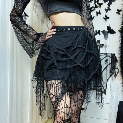 Gothic Punk Dark Style Spider Web Mini Skirt Wholesale Vendors