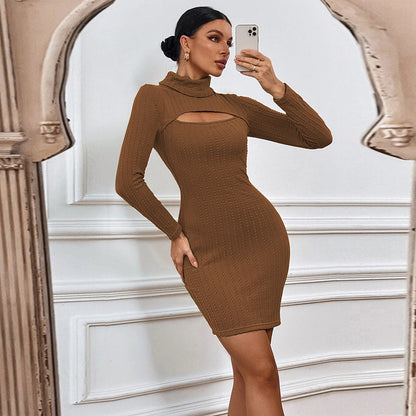 Sexy Hollow Slim Package Hip Long-Sleeved Dress Wholesale Dresses