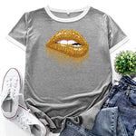 Women Fashion Lip Print Short Sleeve Wholesale T-shirts Summer