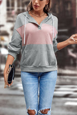 Stylish Contrast Color Hooded Sweatshirt Wholesale Womens Tops