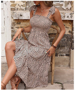 Leopard Print Sleeveless Bowknot Wholesale Swing Dresses for Summer
