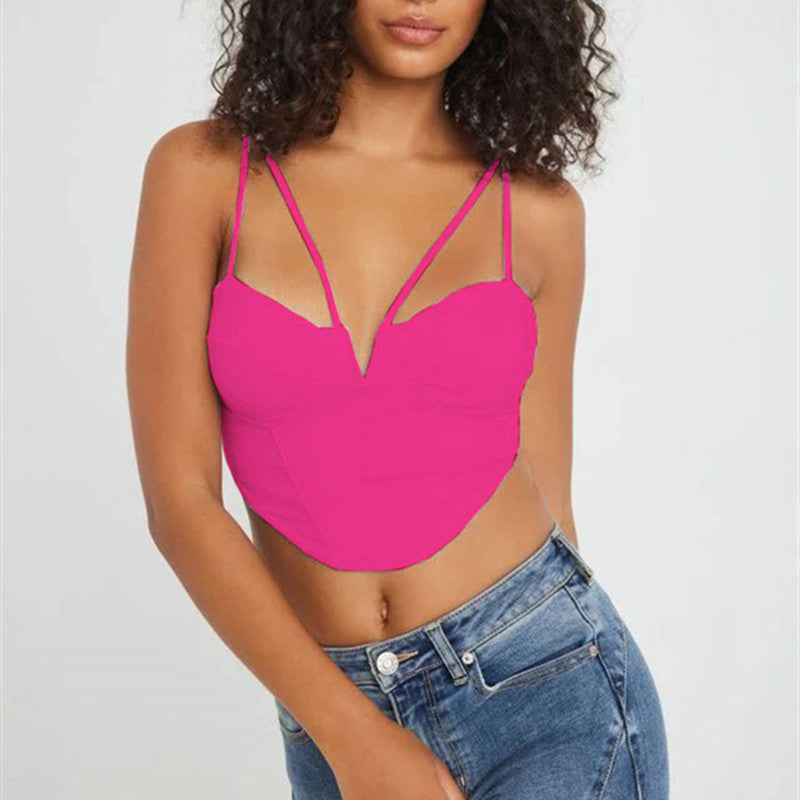 Sexy Slim Halter Solid Color Backless Wholesale Crop Tops