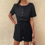 Solid Color Short Sleeve T-Shirt & Shorts Wholesale Women'S 2 Piece Sets