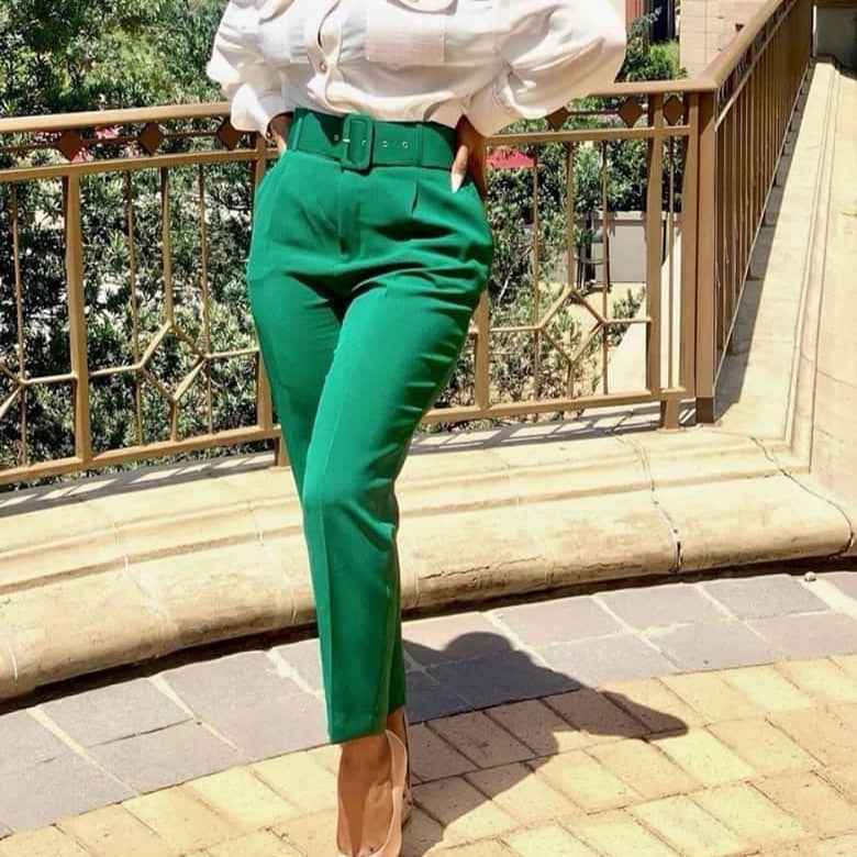 Fashion Solid Color High Waist Slim Fit Trousers Wholesale Womens Pants